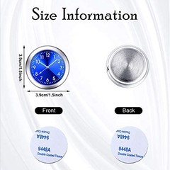 2 Pieces Stick on Dashboard Car Clock Mini Tiny Small Luminous Black, Blue