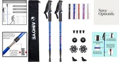 Ergonomic Anti-Shock Trekking Poles – 2 Pack Collapsible for Men & Women, 25-52″