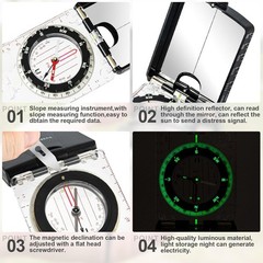 Orienteering Compass with Sighting Mirror – Adjustable Declination for Hiking &