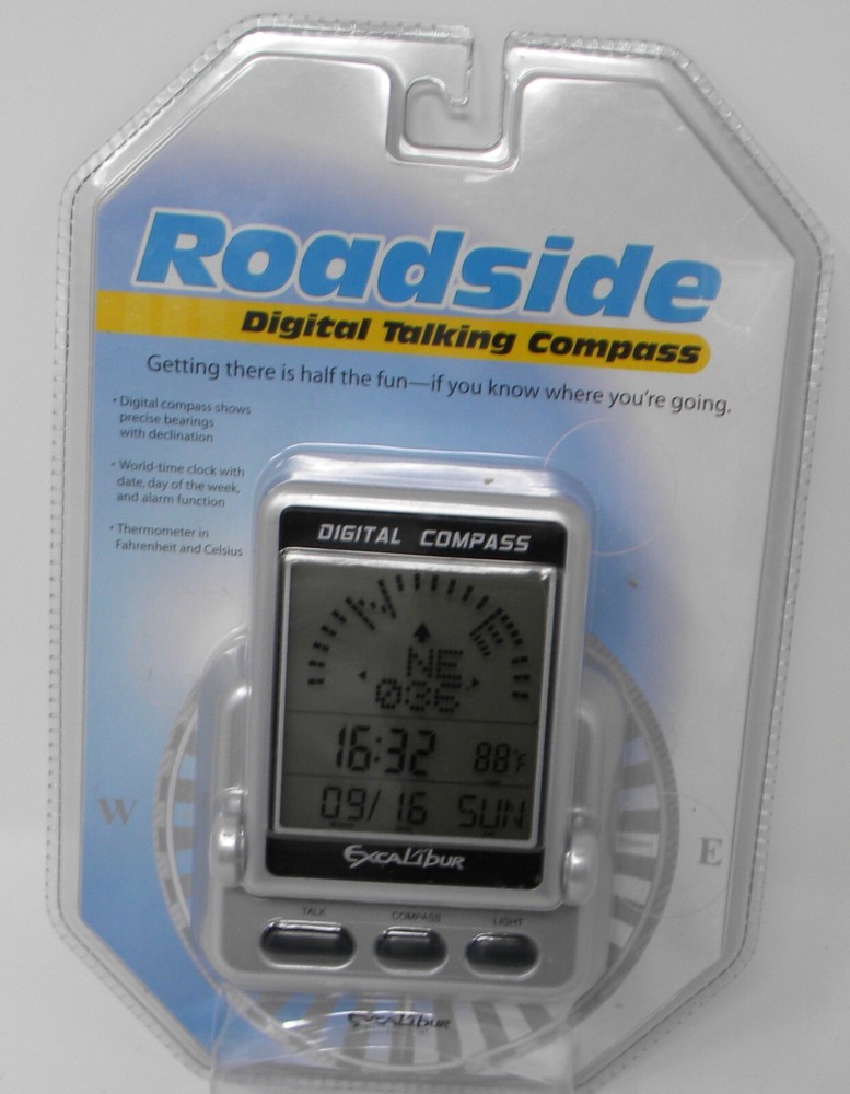 Excalibur Roadside Digital Clock Thermometer Plus Talking Compass