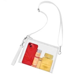 Clear Bag for Stadium Events, Clear Purse with Detachable Strap, Sports White
