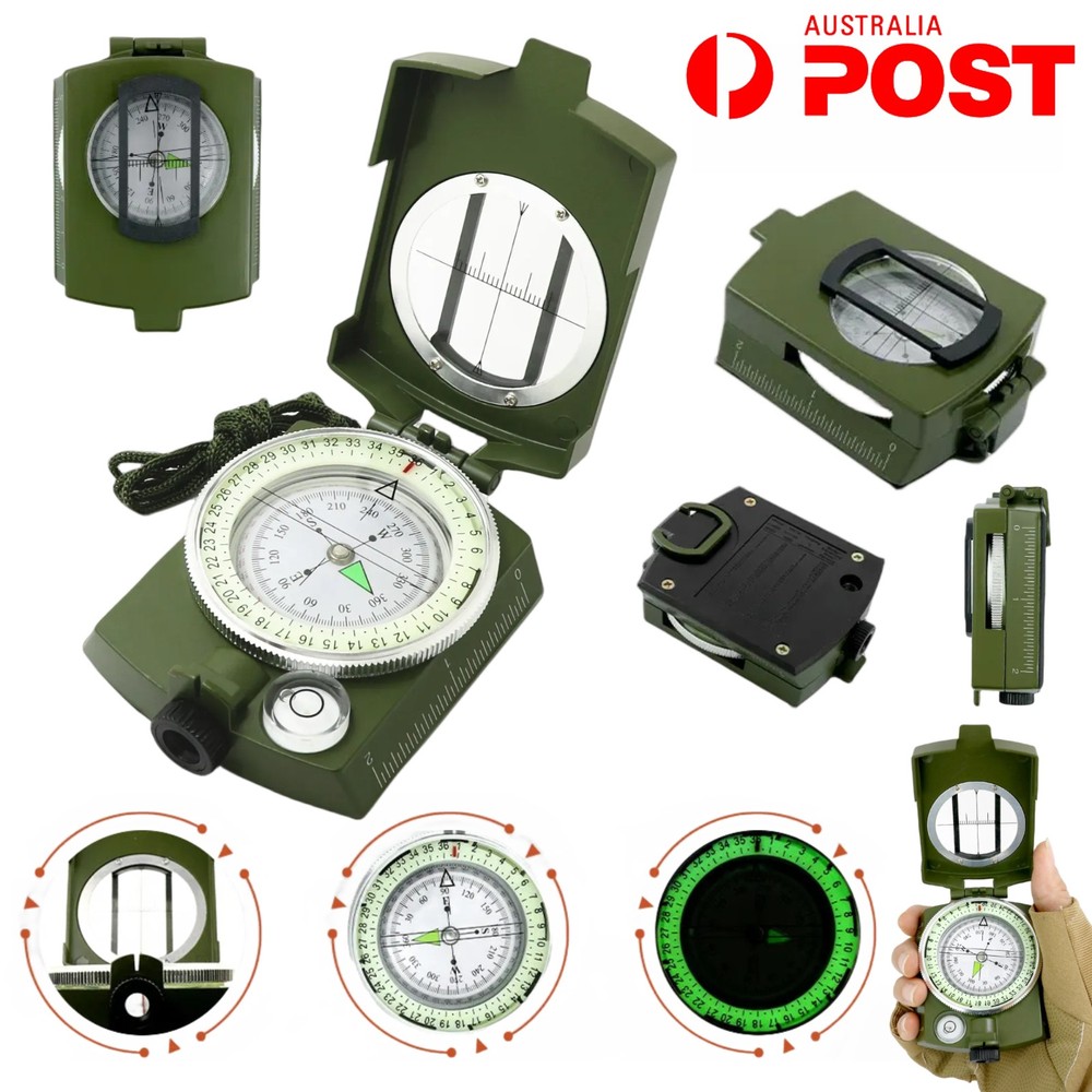 Military Compass Pocket Sighting Clinometer Classic Hiking Luminous Lensatic Map