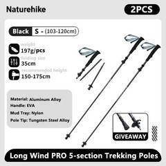 Naturehike Carbon Fiber Trekking Poles Ultralight Folding Hiking Sticks
