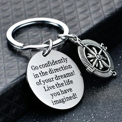 Modern Stainless Steel Key Chain – Inspirational ‘Live The Life You Imagined’