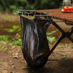 Compact Stainless Steel Trash Bag Hanger 25.5x5x32cm for Outdoor Camping Use