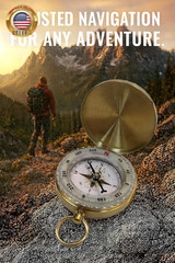 Glow in the Dark Brass Pocket Compass for Kids – Waterproof Navigation Tool for
