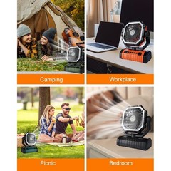Portable Camping Fan Lamp with Remote Control USB Charging 4 Speed Settings