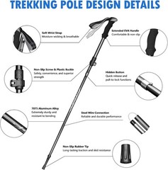 Aluminum Alloy 7075 Adjustable Collapsible Hiking Pole – 1 Pack