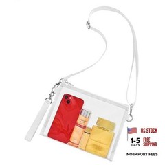 Clear Bag for Stadium Events, Clear Purse with Detachable Strap, Sports White