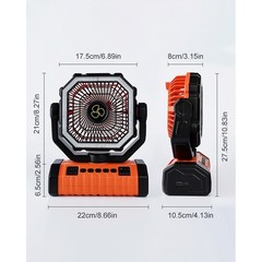 Portable Camping Fan Lamp with Remote Control USB Charging 4 Speed Settings