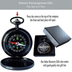 Inspirational Sobriety Gifts for Men – Pocket Compass & Token, Recovery Gift for