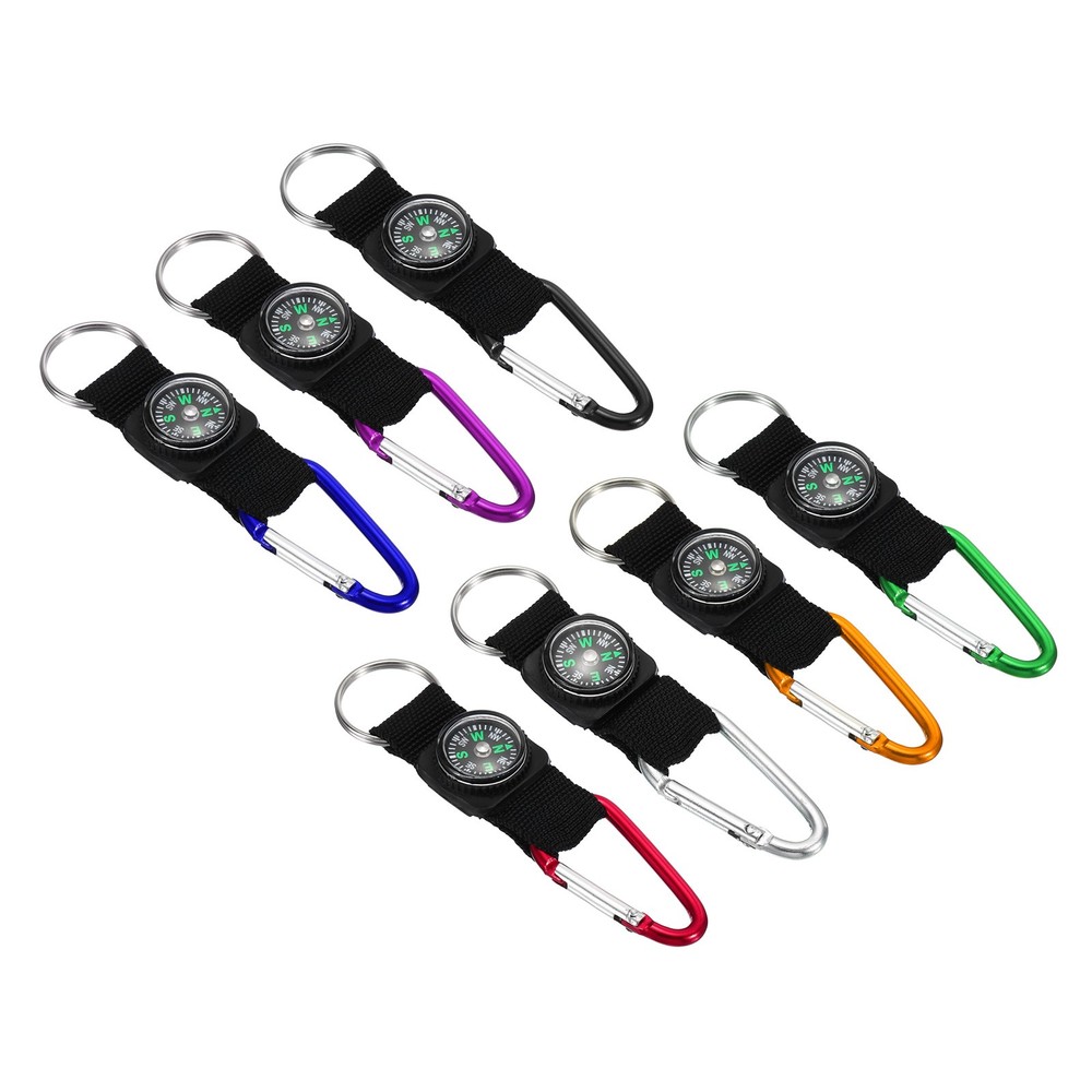 Clip Belt Keychain Compass, 7 in 1 Set, Multicolor