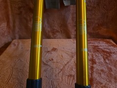 Pair of 2 OP SWISS Metal, Walking/Hiking Sticks. Anti-shock Adjustable.