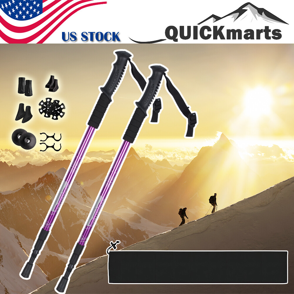 2X Trekking Poles Adjustable Walking Hiking Sticks Anti-shock Nordic Alpenstock
