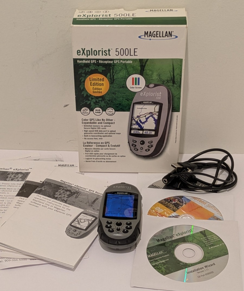Magellan eXplorist 500LE Handheld GPS Rechargeable Geocaching Hiking Boating