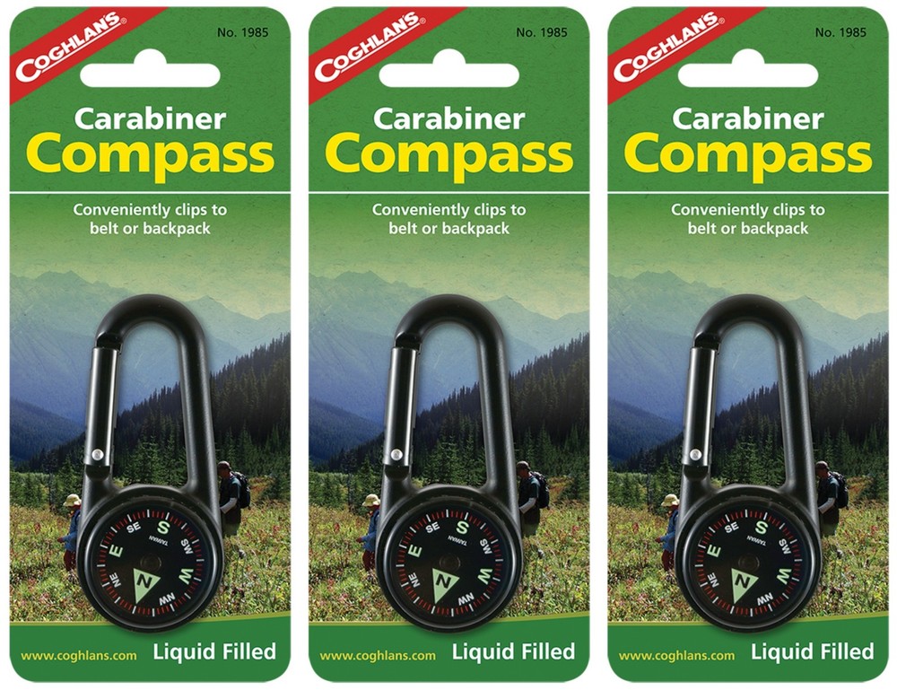 Coghlan’s Aluminum Carabiner Liquid Filled Compass (3-Pack)