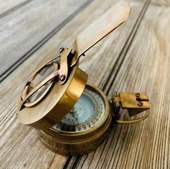 Vintage Brass Compass, Handmade Maritime Pocket Instrument Military Compass 3″