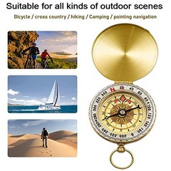 Camping Survival Compass for Hiking,Small Golden Pocket Compass for Kids,Glow