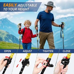 Lightweight Collapsible Trekking Poles for Hiking – 2 Pack 23″, Yellow