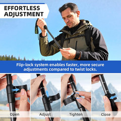 Carbon Fiber Trekking Poles, Ultra Strong Lightweight Collapsible Hiking Poles w