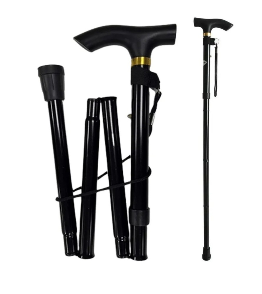 Folding Walking Stick Lightweight Adjustable Plain & Floral Aluminum Metal Foldi