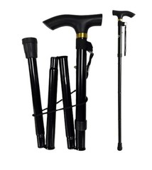 Folding Walking Stick Lightweight Adjustable Plain & Floral Aluminum Metal Foldi