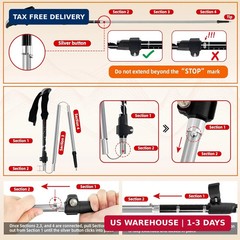 Collapsible Trekking Poles for Hiking – Lightweight Foldable Hiking Poles, 2 Pac