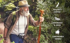 Carved Walking Stick with Animal Head – Lightweight and Strong Wooden Treckking