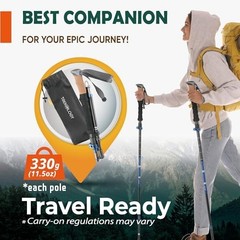 Lightweight Adjustable Trekking Poles with Cork Grip – Compact Folding Hiking St