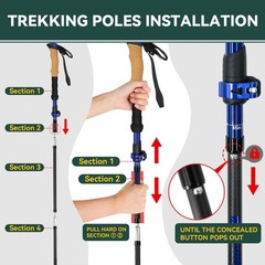 Carbon Fiber Trekking Poles – Lightweight Collapsible Hiking Poles, 2 PCS Nor…