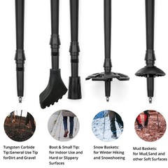 2PCS Ultralight Trekking Poles Carbon Fiber Aluminum Collapsible Hiking