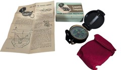 Vintage Lensatic Engineer Compass Japan With Original Box Pouch Instructions