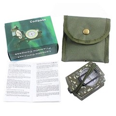 CAMTOA Professional Multifunction Military Army Metal Sighting Compass Green
