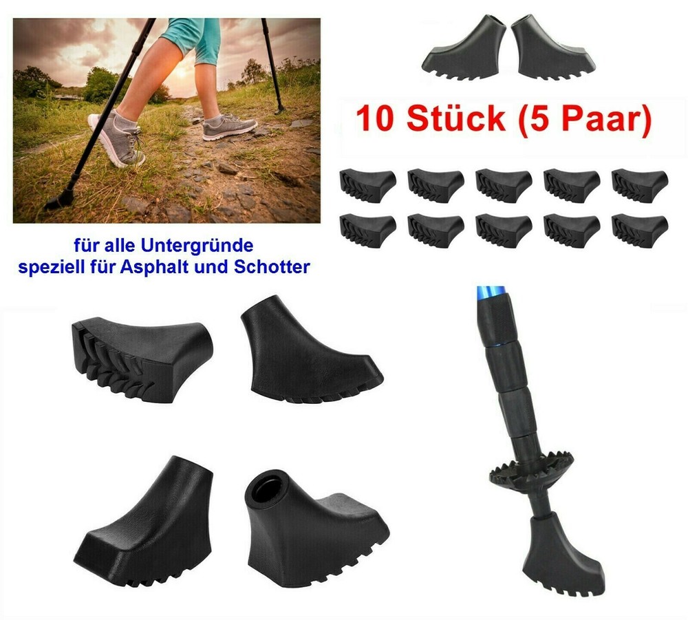 10 x Walking Tarmac Gravel Pads Rubber Buffer Replacement Feet Trekking Poles Grip