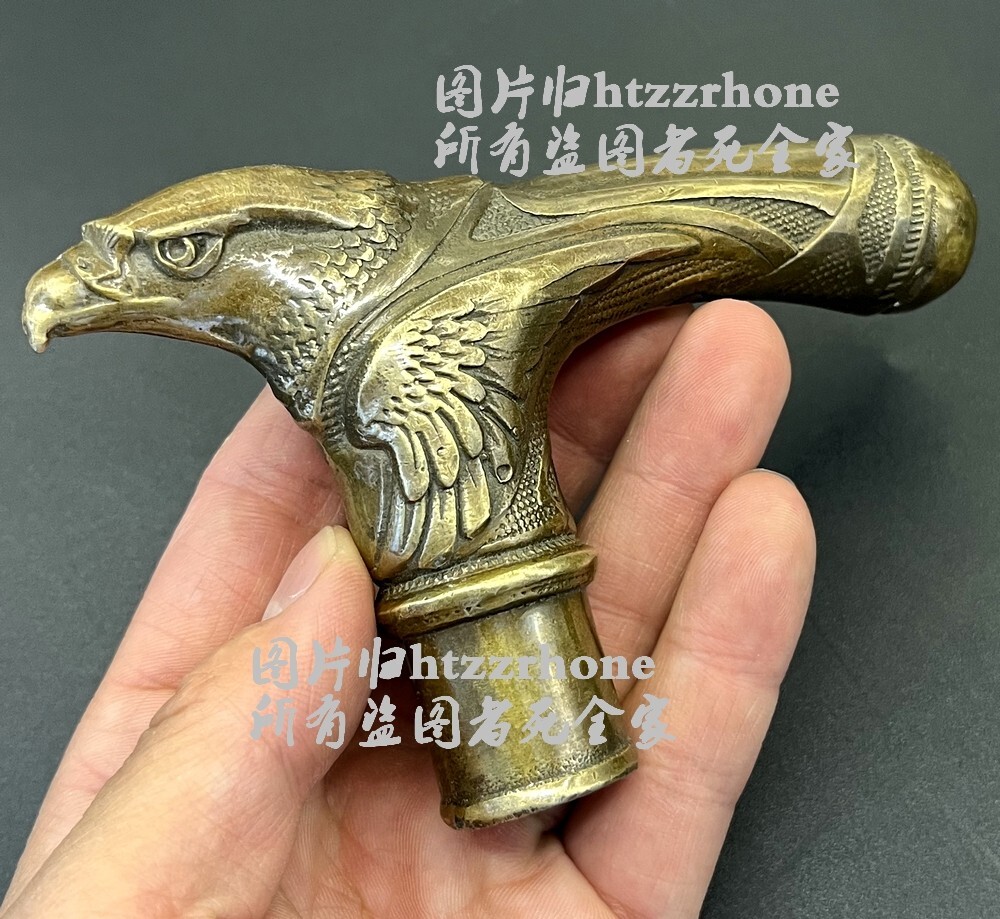 Solid Brass Eagle Head Statue Walking Stick Cane Handle Top Topper Collections