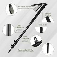 Lightweight Carbon Fiber Hiking Poles – 6.07oz Nordic Trekking Sticks, EVA Grips