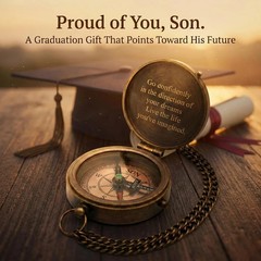 2026 Graduation Gifts for Him – Engraved Brass Pocket Compass for Son or Grandso