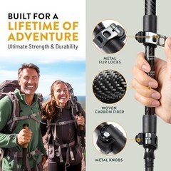 Ultra Lightweight 100% Carbon Fiber Trekking Poles – Collapsible Hiking Sticks w