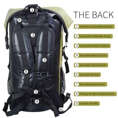 SEPEAK Waterproof Dry Bag Backpack IPX6, Roll-Top Closure Bag Boating 35L Green