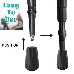 YALOJE 6PCS Walking Stick Tips, Shock Absorption Trekking Pole Black,6pcs