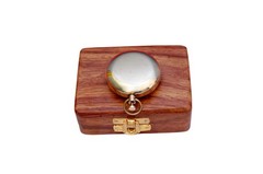 Vintage Brass Nautical Compass with Wooden Box, Magnetic Direction Finder, An…