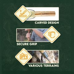 SE Survivor Series 55″ Hand Carved Wolf Hiking Stick, Weatherproof, Rope Wrapped