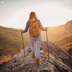 Trekking Poles 2 PCS Aluminum Lightweight Collapsible Hiking Sticks for Women