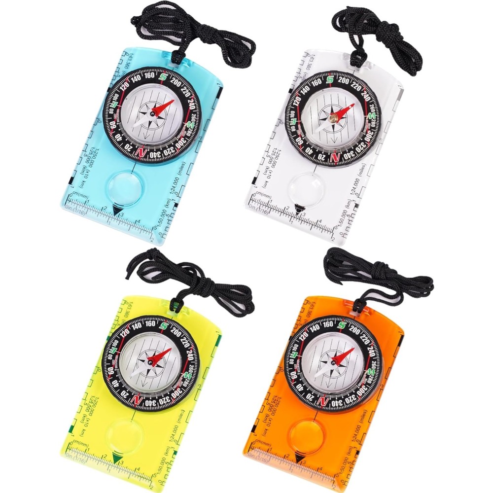 Multifunctional Outdoor Compass with Adjustable Declination and Ruler – 4 Pack