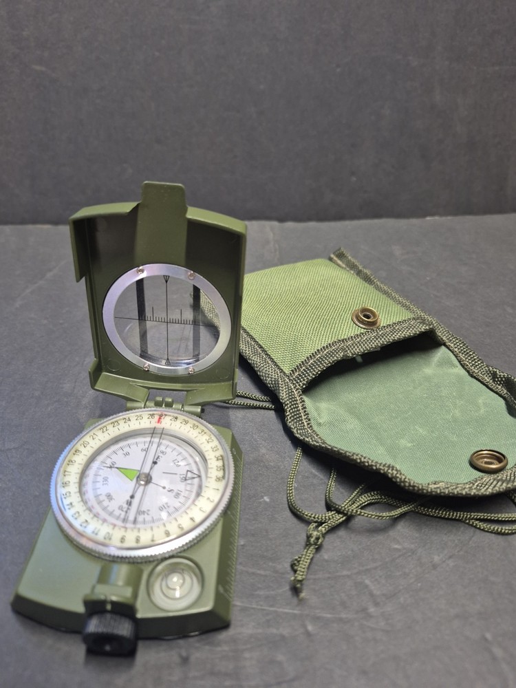 Compass Military Lensatic Sighting Camping w/ Carrying Bag Waterproof