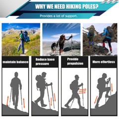 1 Pair Trekking Walking Hiking Sticks Anti-shock Adjustable Alpenstock Poles