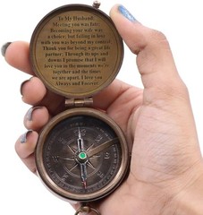 RII to My Husband I Love You, Brass Compass Engraved Gifts for Men, Bronze Gi…