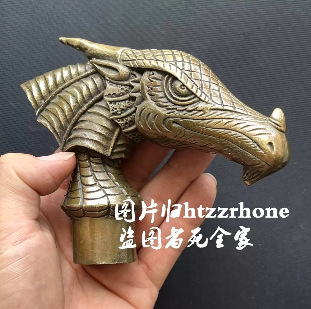 Solid Brass Dragon Head Statue Walking Stick Cane Handle Top Topper Collection