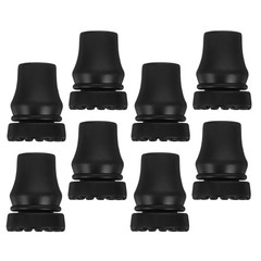 8Pcs Reusable Walking Stick Tips Non Slip Crutch Ends Black PVC Aluminum Set