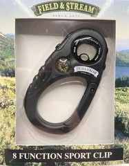 Field & Stream 8 Function Carabiner Sport Clip New in Box Compass Timer